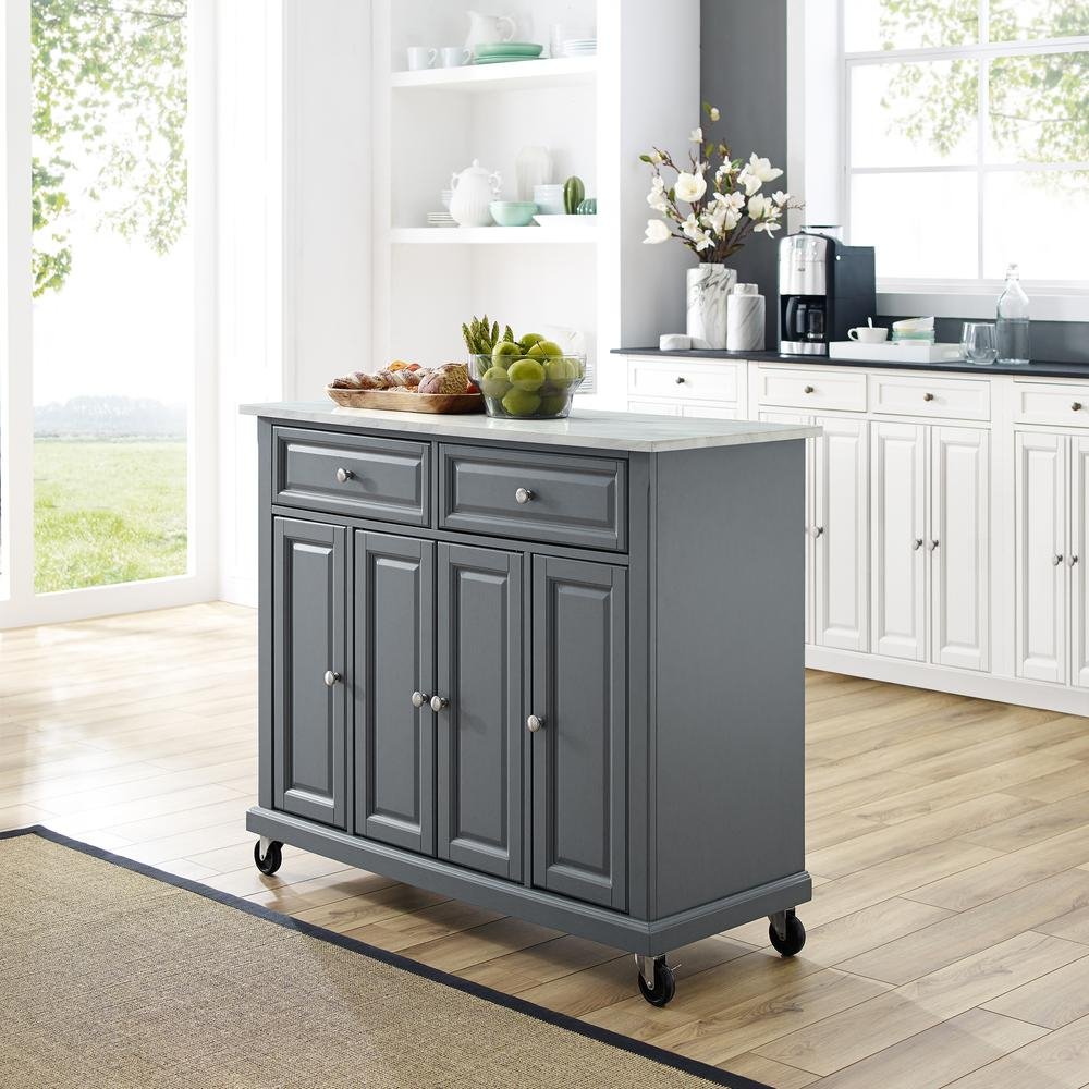 Avery Kitchen Cart Distressed Gray - Drakoi Marketplace