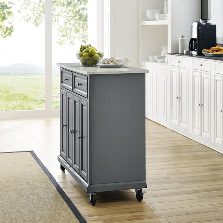 Avery Kitchen Cart Distressed Gray - Drakoi Marketplace