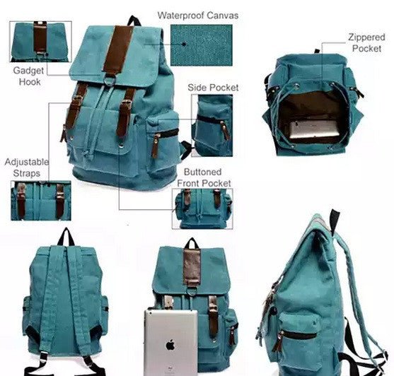 Back To Campus Canvas Backpack In 4 Colors - Drakoi Marketplace