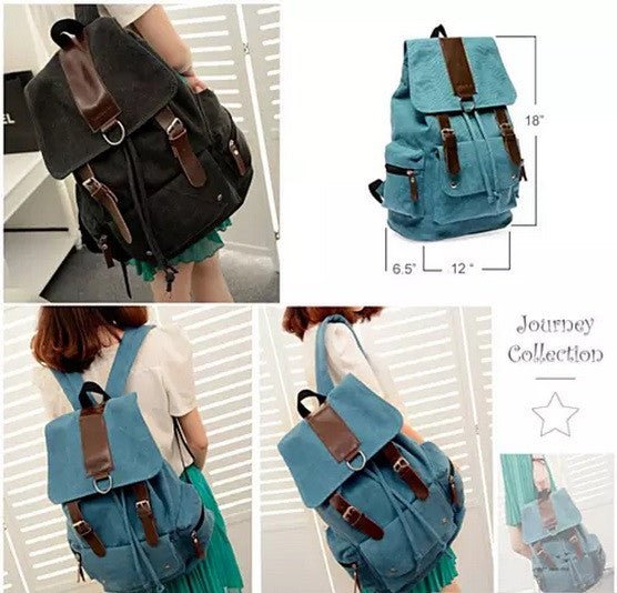 Back To Campus Canvas Backpack In 4 Colors - Drakoi Marketplace