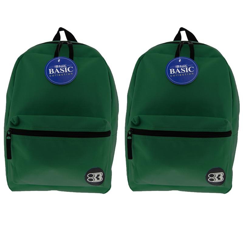 Basic Backpack, 16", Green, Pack of 2 - Drakoi Marketplace