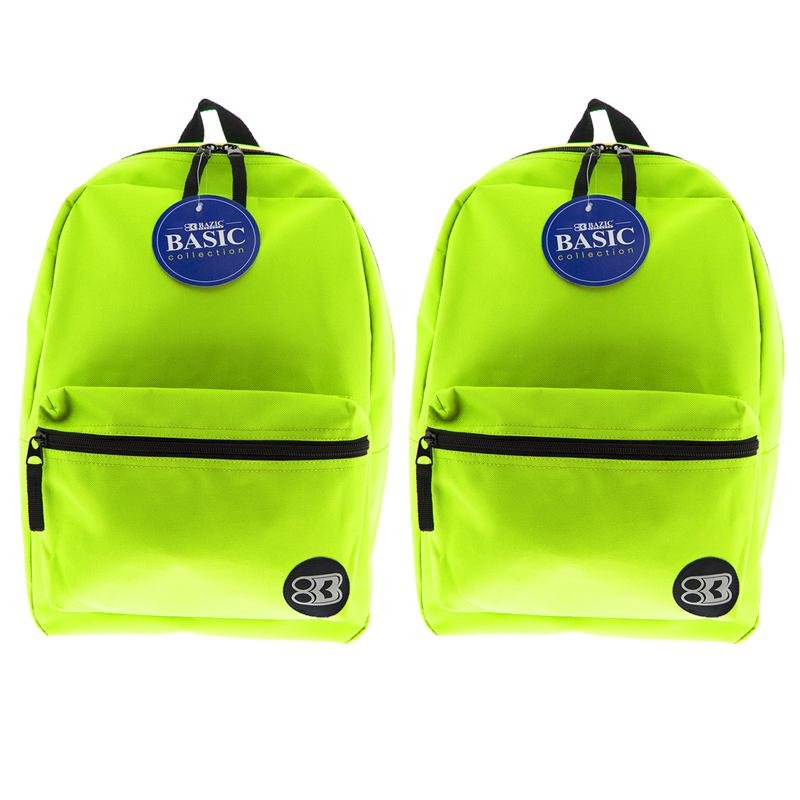 Basic Backpack, 16", Lime Green, Pack of 2 - Drakoi Marketplace