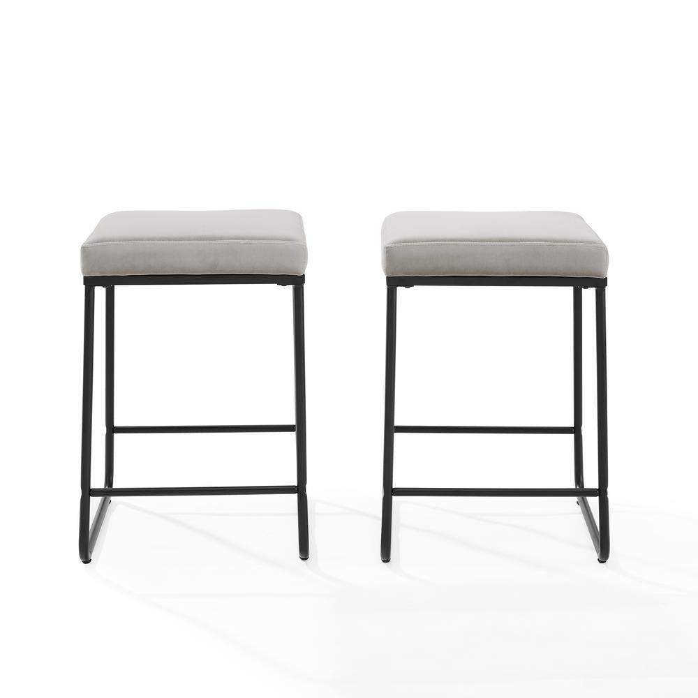 Beckett 2Pc Counter Stool Set Gray/ Matte Black - 2 Stools - Drakoi Marketplace