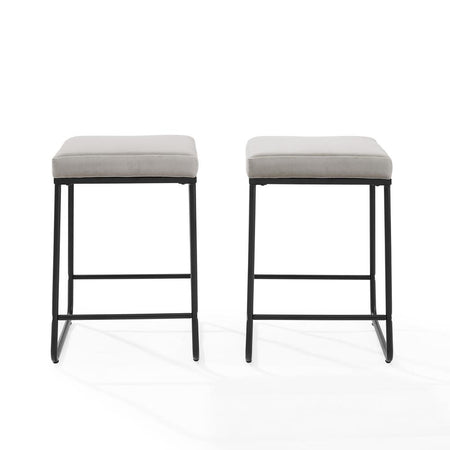 Beckett 2Pc Counter Stool Set Gray/ Matte Black - 2 Stools - Drakoi Marketplace