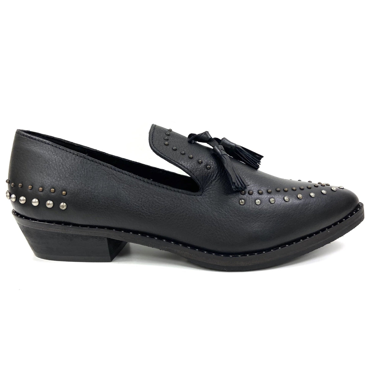 Bella Black Studded Mules - Drakoi Marketplace