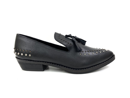 Bella Black Studded Mules - Drakoi Marketplace