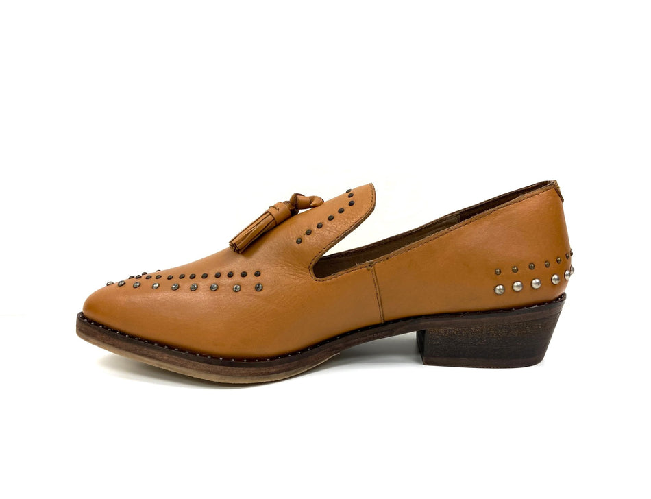 Bella Tan Studded Mules - Drakoi Marketplace