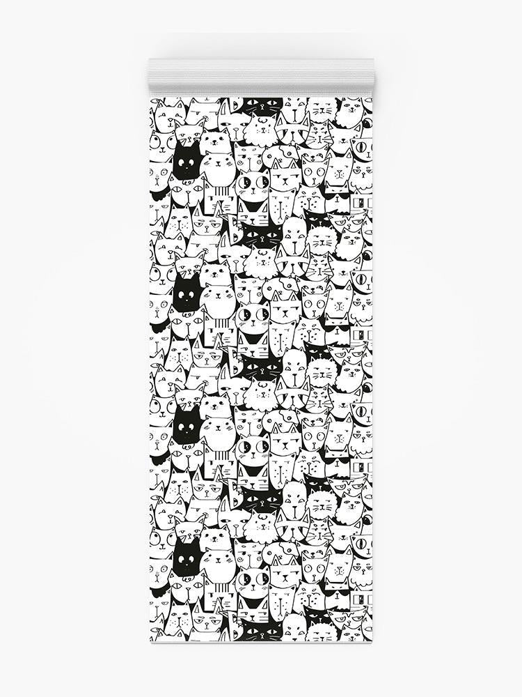 Black And White Kitten Pattern Yoga Mat -Image by Shutterstock - Drakoi Marketplace