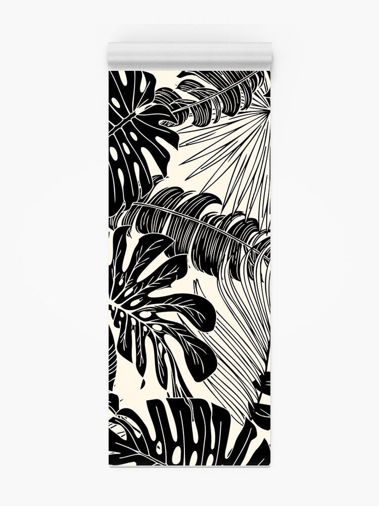 Black And White Leaves Yoga Mat -Image by Shutterstock - Drakoi Marketplace