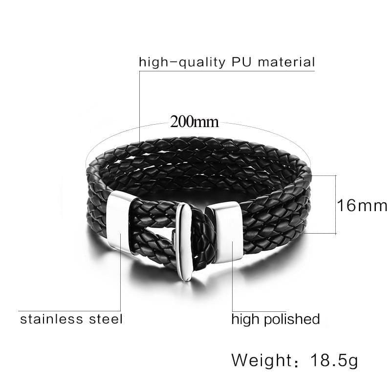 Black Braided Leather Strings Bracelet - Drakoi Marketplace