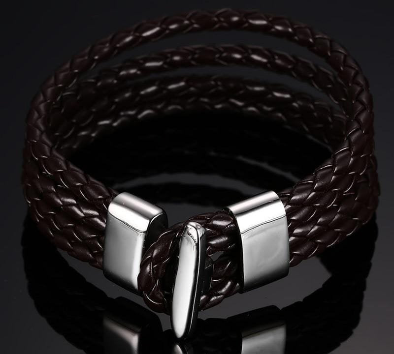 Black Braided Leather Strings Bracelet - Drakoi Marketplace