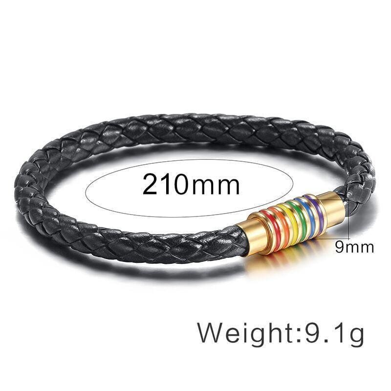 Black Braided Rainbow Leather Bracelet - Drakoi Marketplace