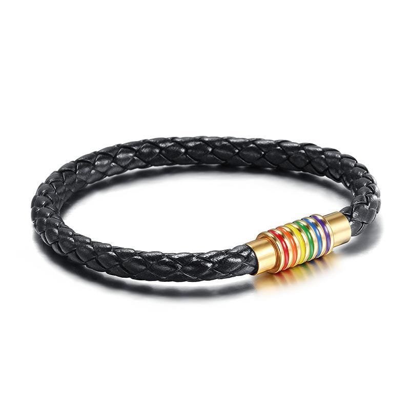 Black Braided Rainbow Leather Bracelet - Drakoi Marketplace