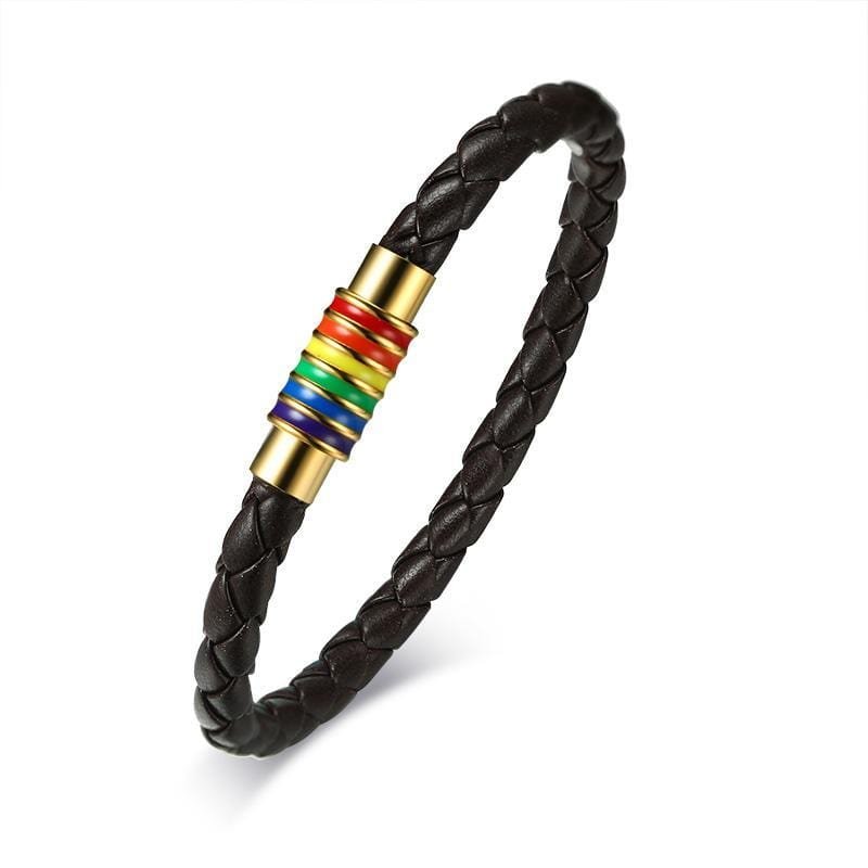 Black Braided Rainbow Leather Bracelet - Drakoi Marketplace