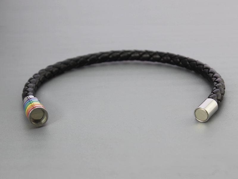 Black Braided Rainbow Leather Bracelet - Drakoi Marketplace