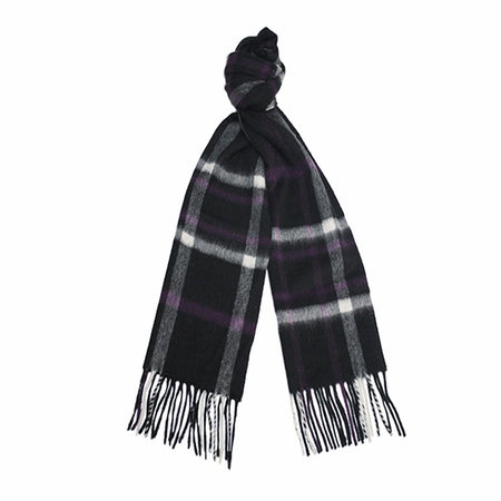 Black Grey Purple Cashmere Woven Check Scarf - Drakoi Marketplace