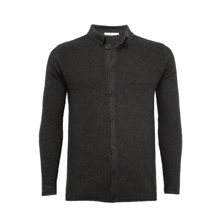 Black Pique Stitch Cashmere Knitted Shirt Titan - Drakoi Marketplace