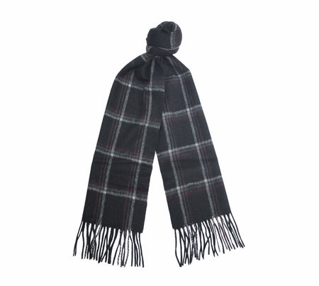 Black Silver Red Cashmere Woven small Check Scarf - Drakoi Marketplace