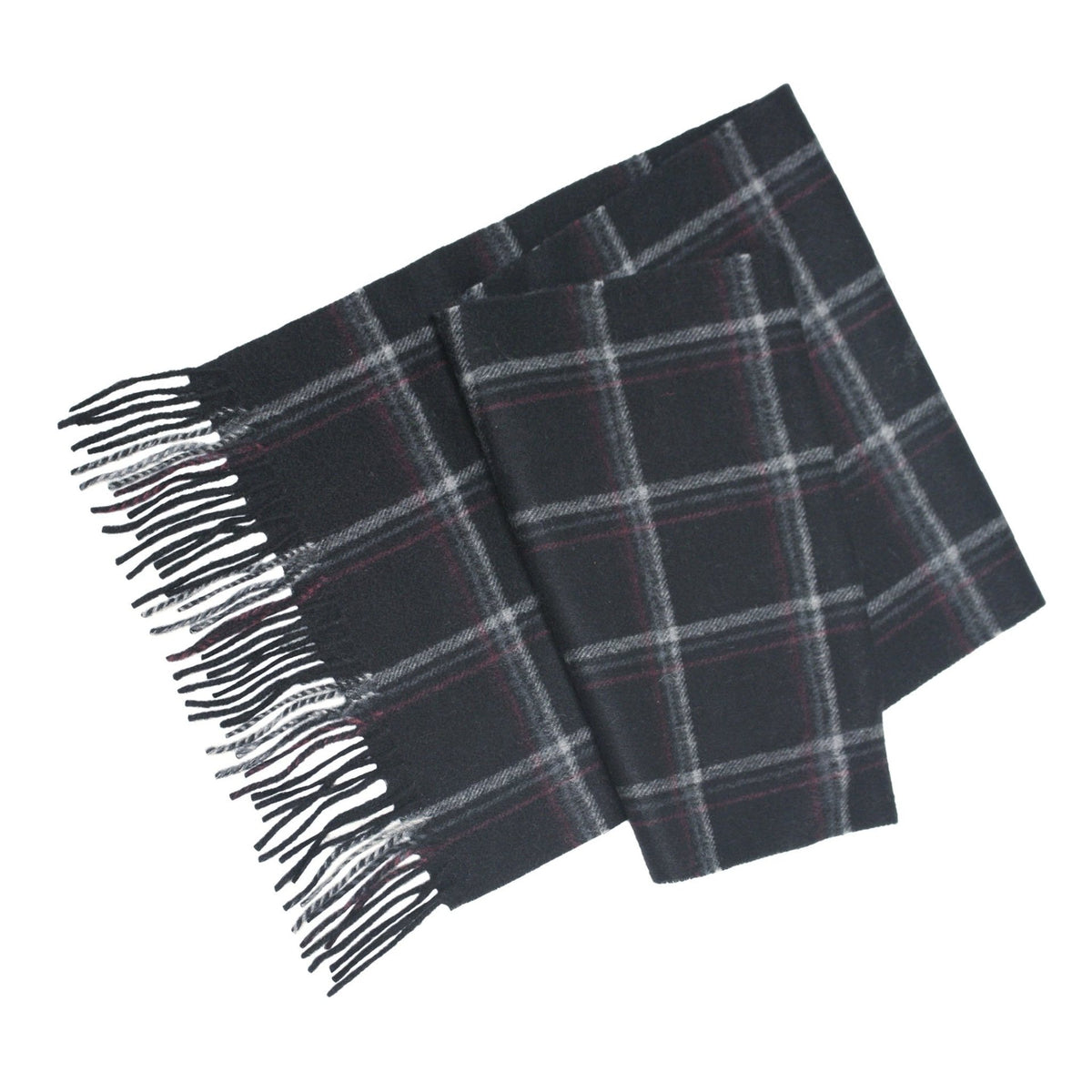 Black Silver Red Cashmere Woven small Check Scarf - Drakoi Marketplace