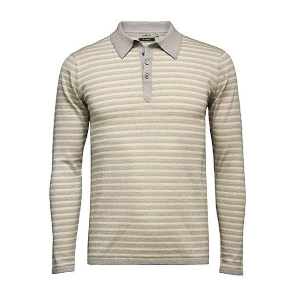 Blue grey Striped Long Sleeve Polo Shirt - Drakoi Marketplace