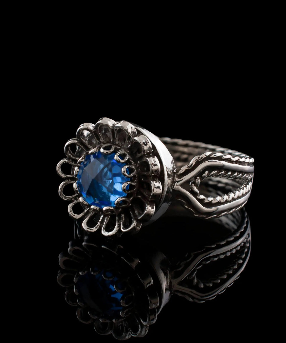 Blue Quartz Gemstone Sterling Silver Women Cocktail Ring - Drakoi Marketplace