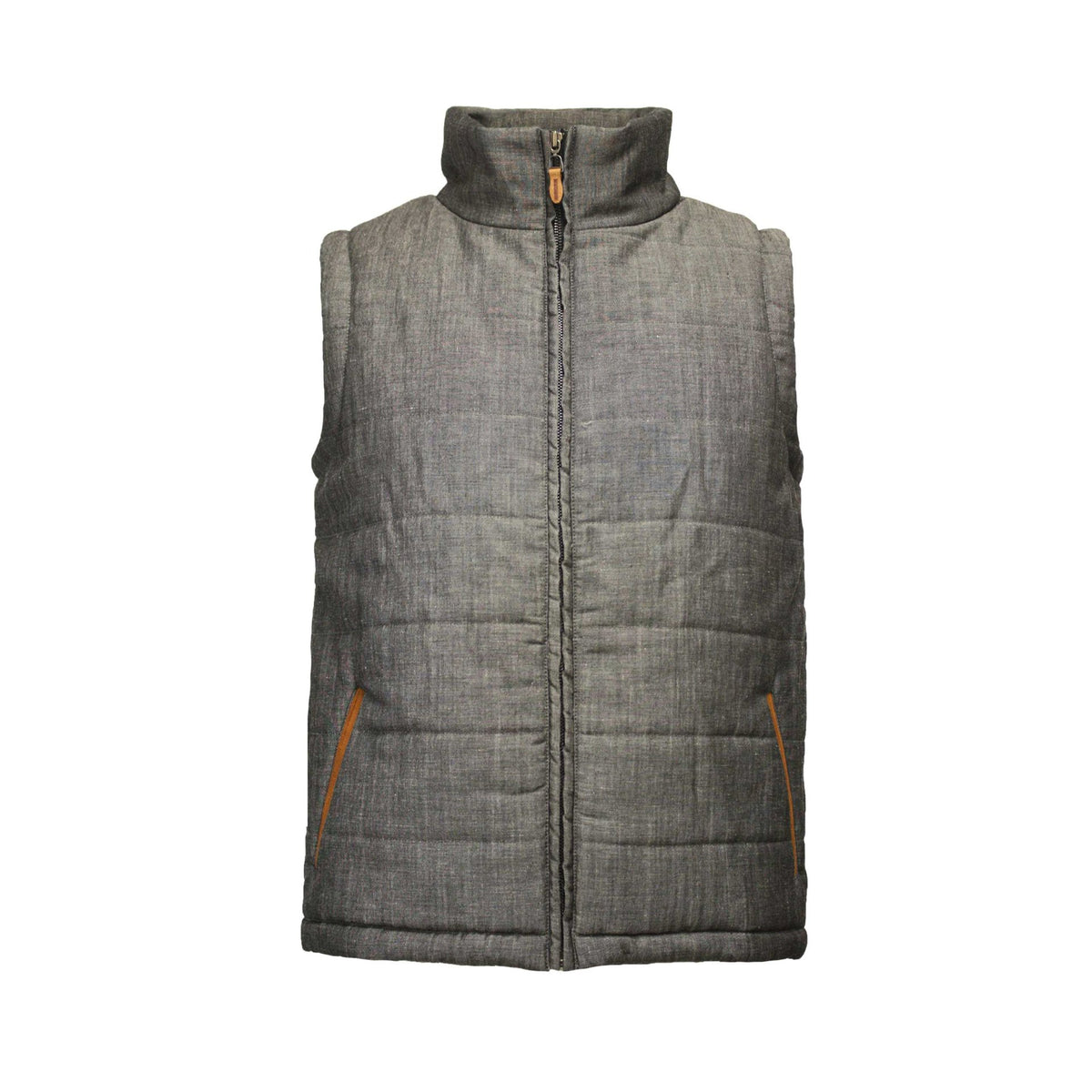 Bodywarmer puffer Vest in Wool Linen - Drakoi Marketplace