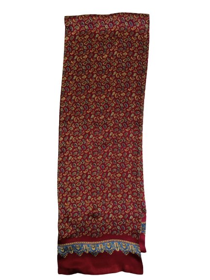 Bordeaux Paisley 100% Silk Scarf 157 x 27 cm - Drakoi Marketplace