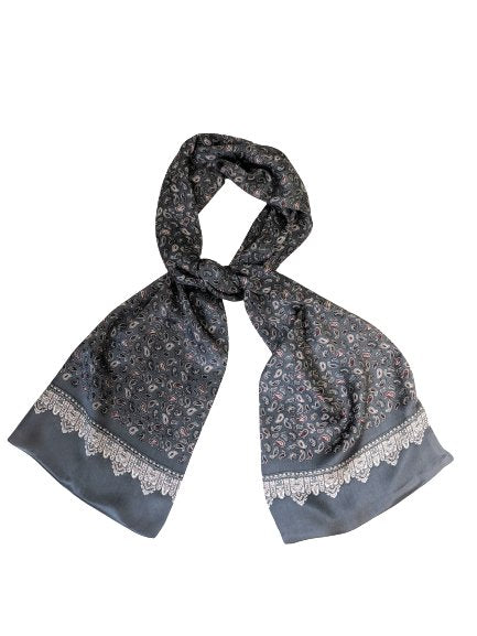 Bordeaux Paisley 100% Silk Scarf 157 x 27 cm - Drakoi Marketplace