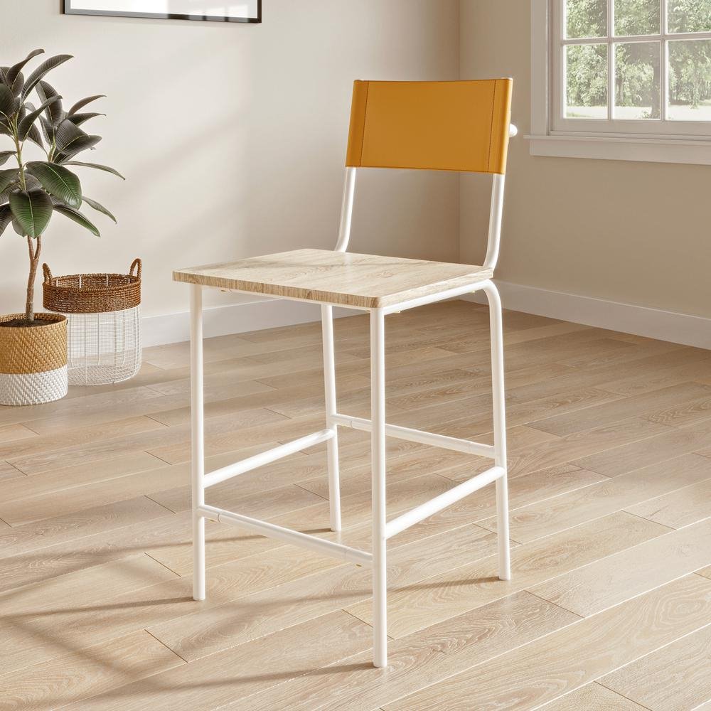 Boulevard Cafe Counter Stool Wh&Camel 3A - Drakoi Marketplace