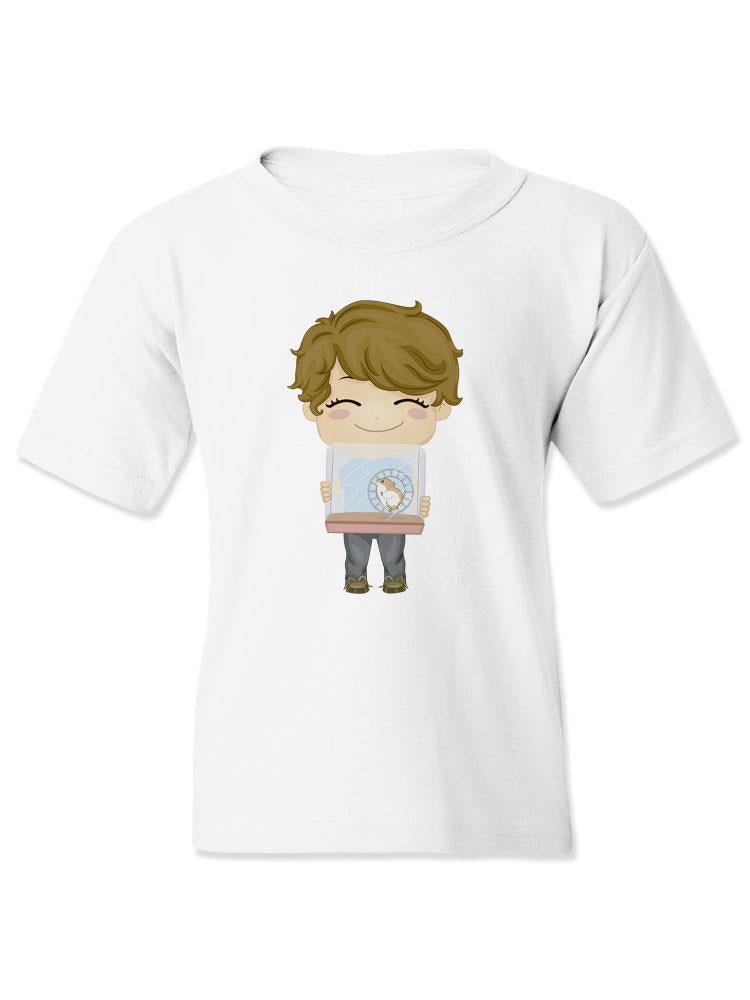 Boy Carrying His Pet Hamster T-shirt -Image by Shutterstock - Drakoi Marketplace