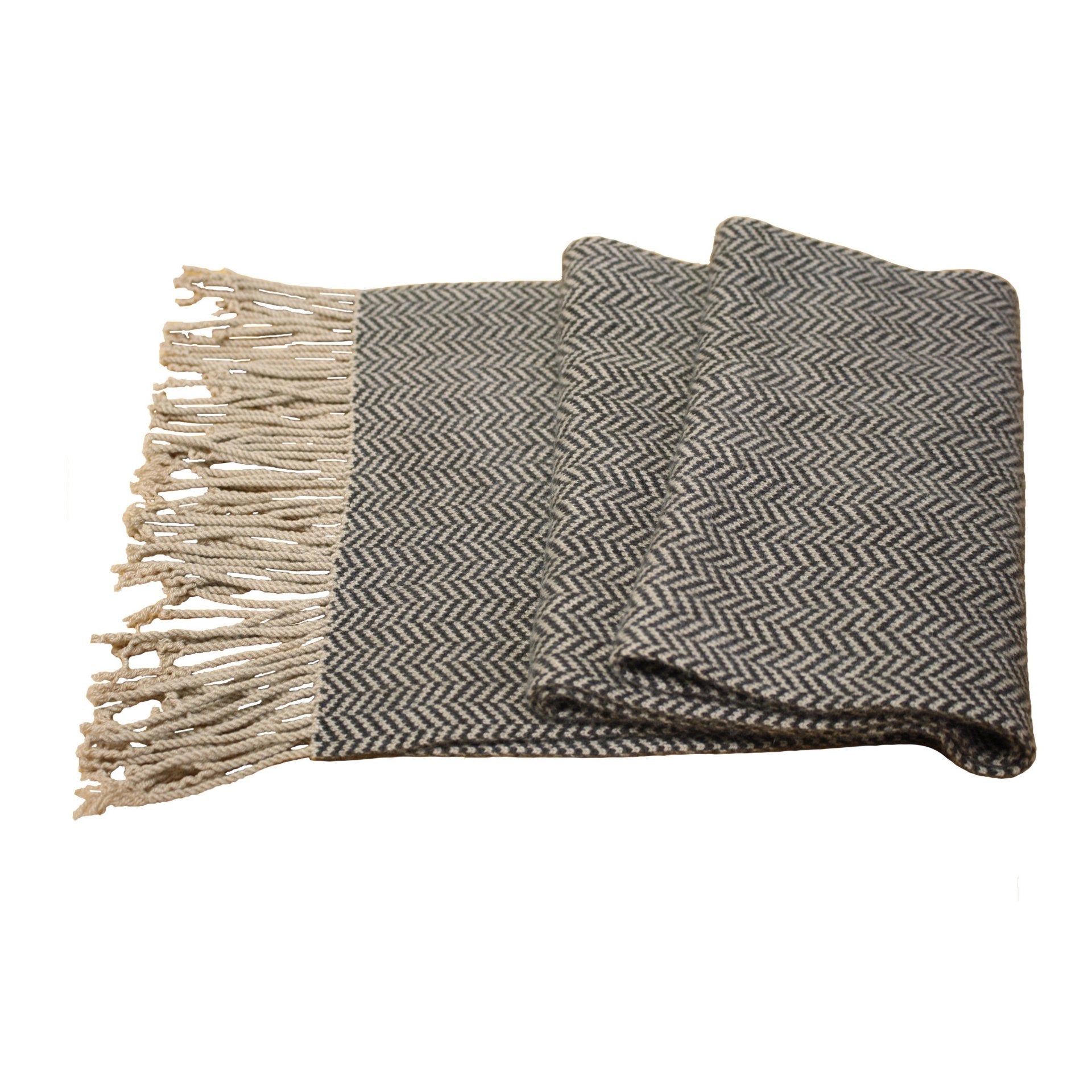 Brown Camel Cashmere Herringbone Scarf - Drakoi Marketplace