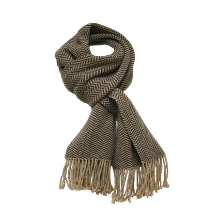 Brown Camel Cashmere Herringbone Scarf - Drakoi Marketplace