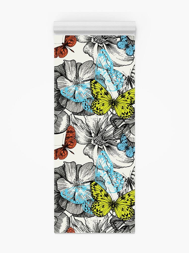 Butterflies And Flowers. Yoga Mat -Image by Shutterstock - Drakoi Marketplace