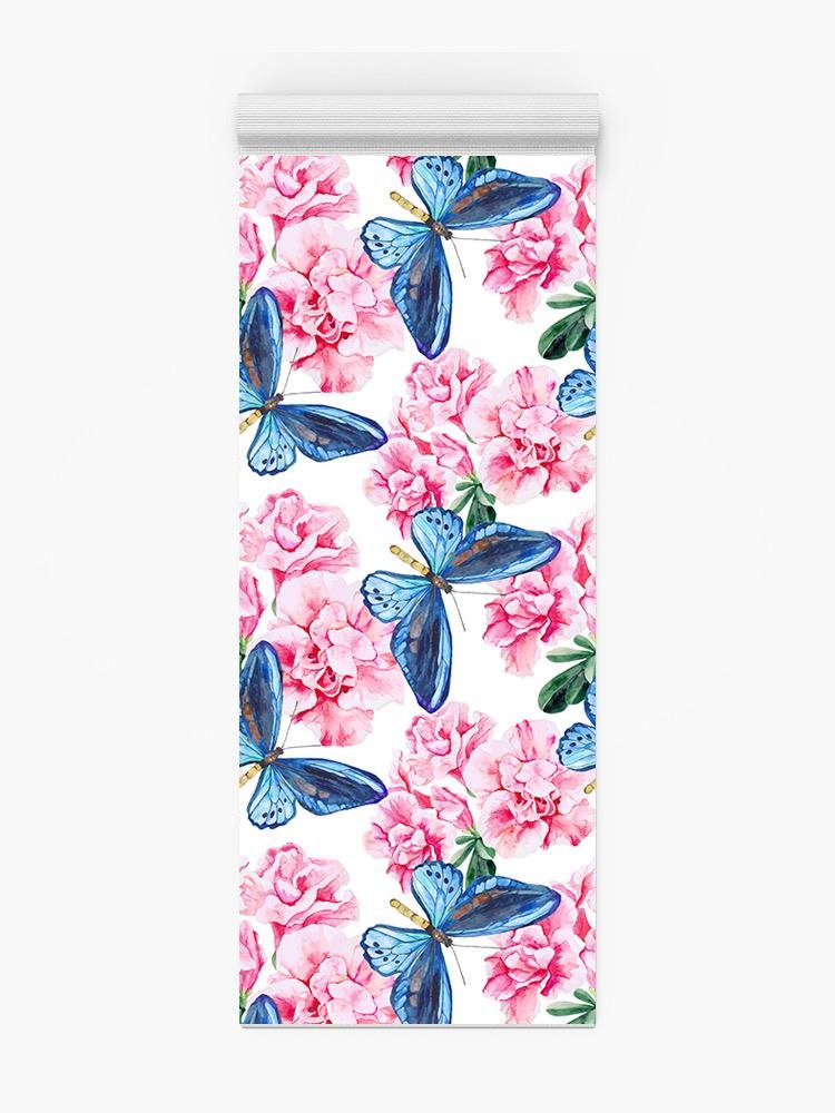 Butterflies And Pink Flowers Yoga Mat -Image by Shutterstock - Drakoi Marketplace