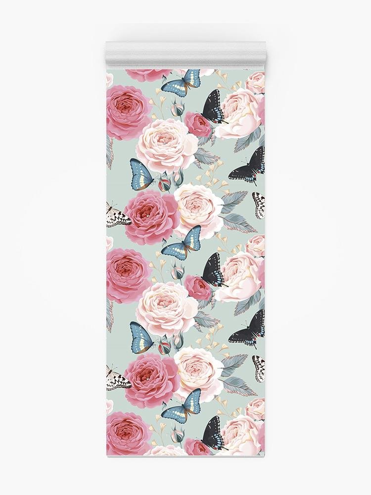 Butterflies And Pink Flowers. Yoga Mat -Image by Shutterstock - Drakoi Marketplace