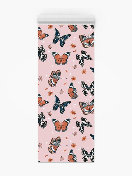 Butterflies In A Pink Background Yoga Mat -Image by Shutterstock - Drakoi Marketplace