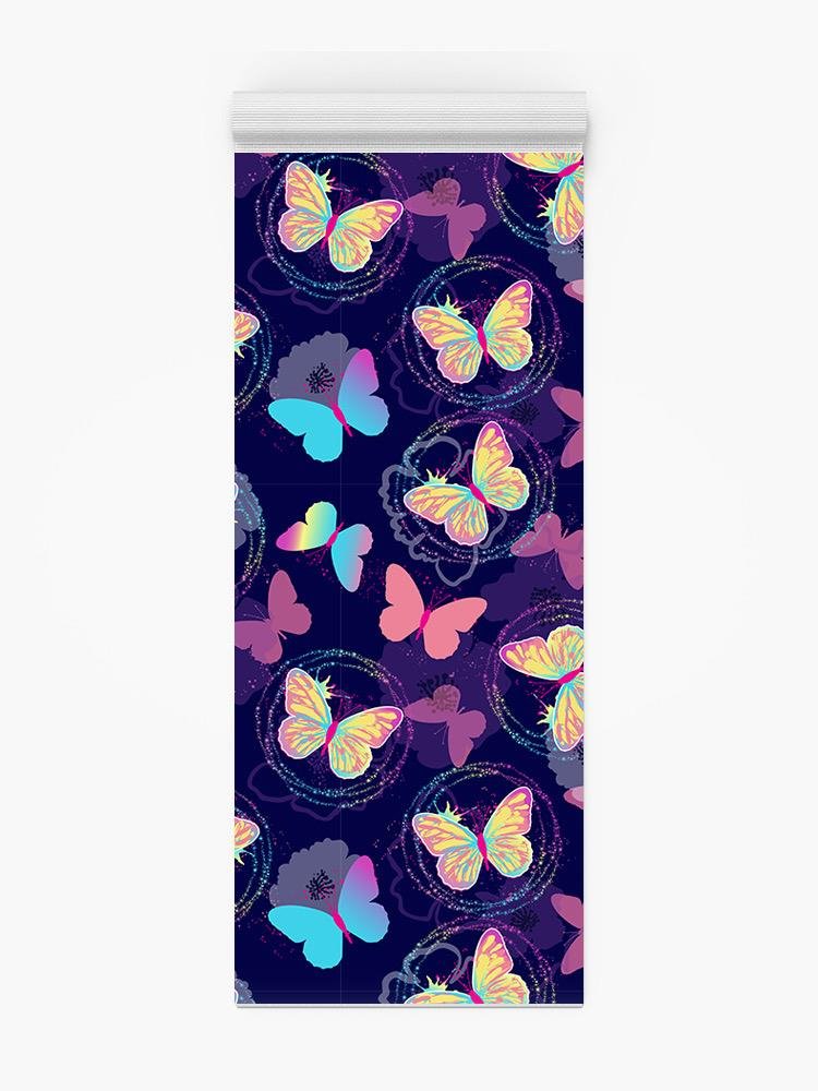 Butterflies In Purple Background Yoga Mat -Image by Shutterstock - Drakoi Marketplace