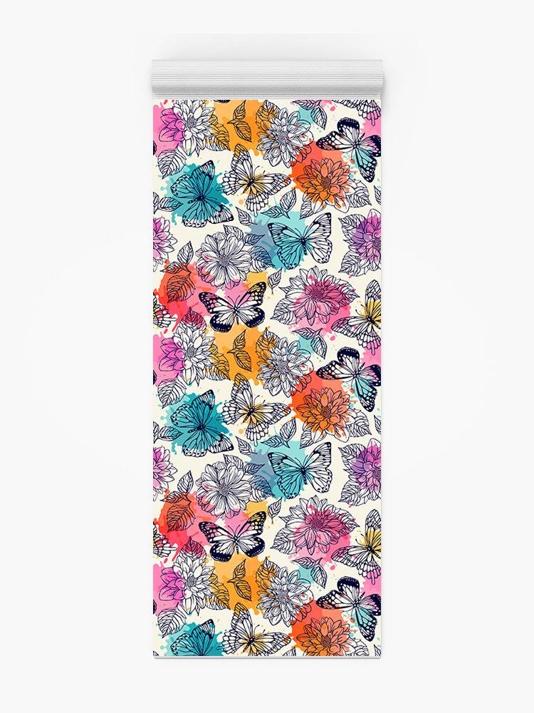 Butterflies In Watercolor Yoga Mat -Image by Shutterstock - Drakoi Marketplace