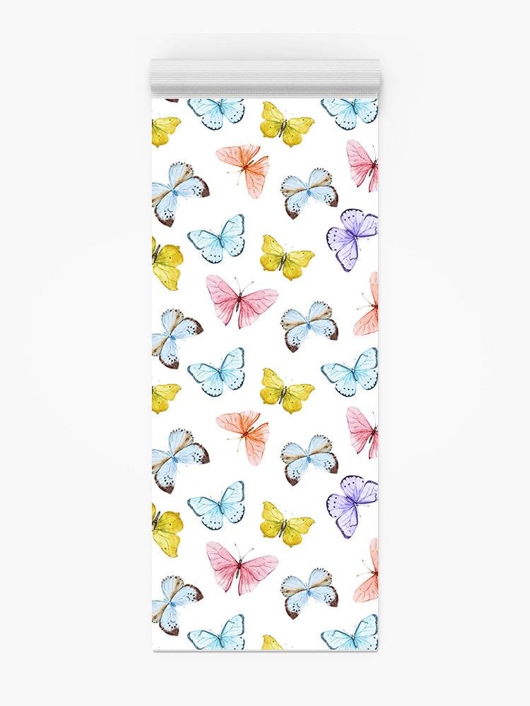 Butterflies In White Background Yoga Mat -Image by Shutterstock - Drakoi Marketplace