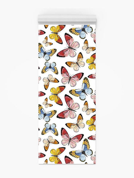 Butterflies In White Backrgound Yoga Mat -Image by Shutterstock - Drakoi Marketplace