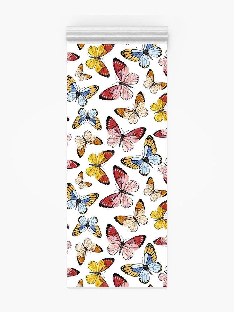 Butterflies In White Backrgound Yoga Mat -Image by Shutterstock - Drakoi Marketplace