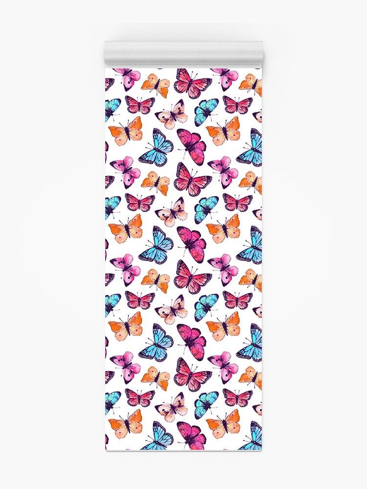 Butterflies In White. Yoga Mat -Image by Shutterstock - Drakoi Marketplace