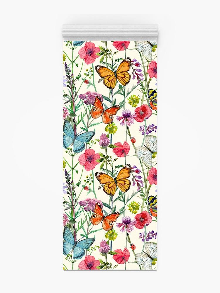 Butterflies With Plants Yoga Mat -Image by Shutterstock - Drakoi Marketplace