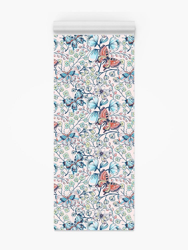 Butterlifes With Cute Flowers Yoga Mat -Image by Shutterstock - Drakoi Marketplace