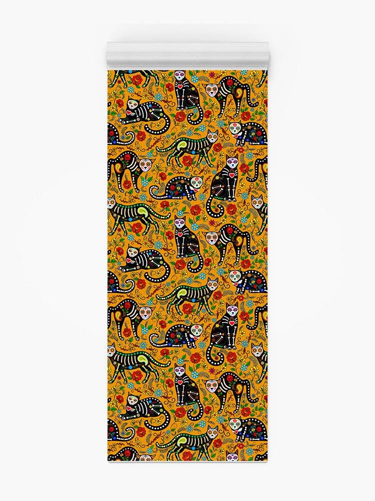 Calavera Kitten Pattern Yoga Mat -Image by Shutterstock - Drakoi Marketplace