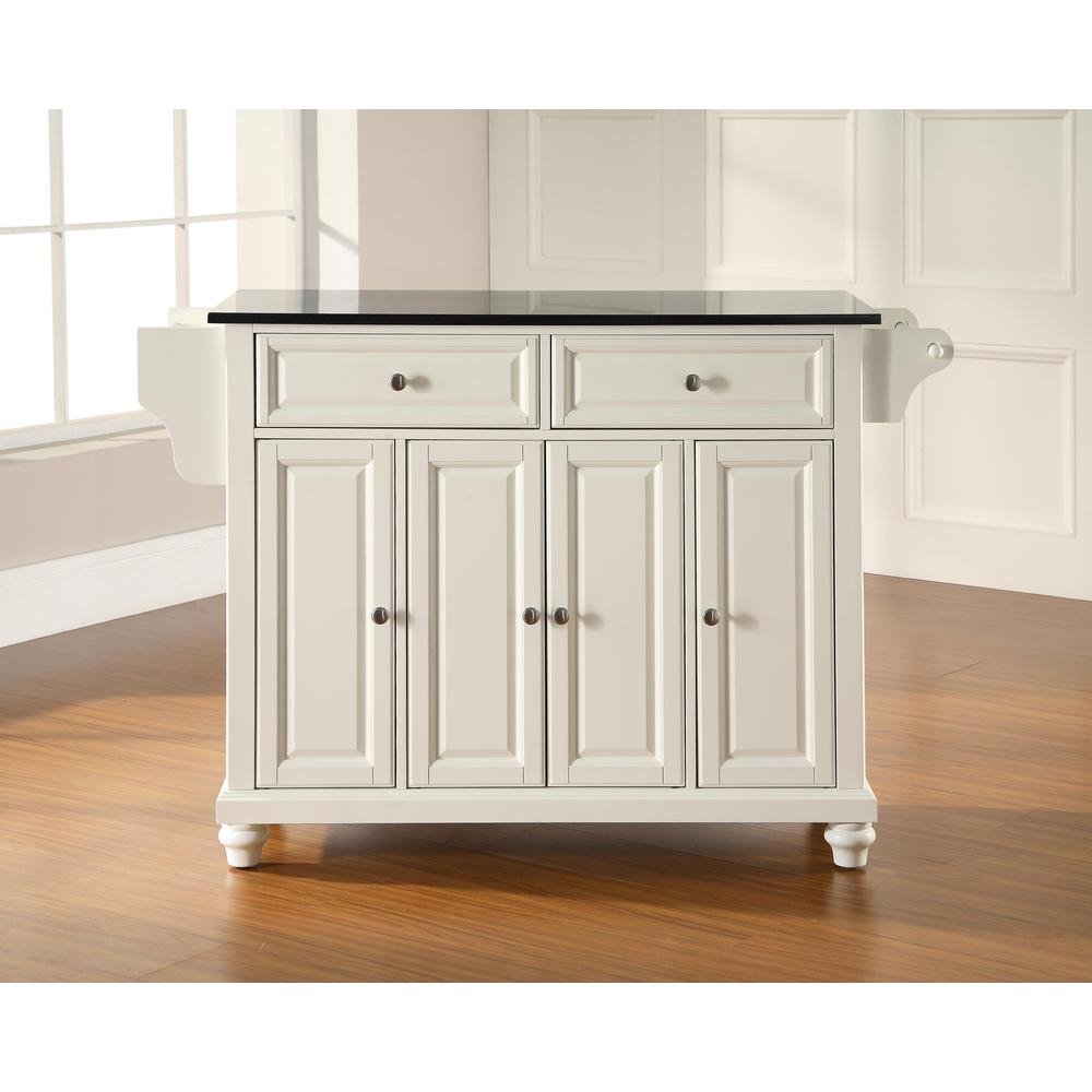 Cambridge Granite Top Full Size Kitchen Island/Cart White/Black - Drakoi Marketplace