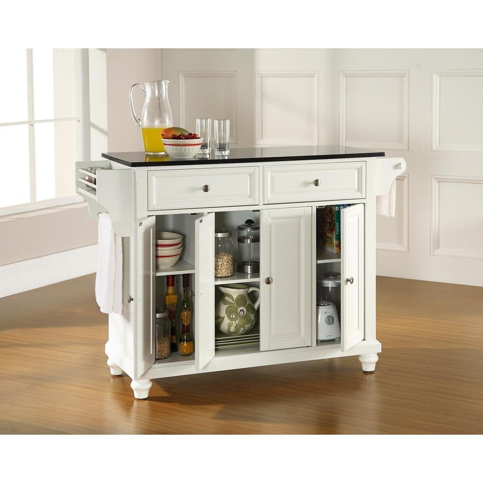 Cambridge Granite Top Full Size Kitchen Island/Cart White/Black - Drakoi Marketplace