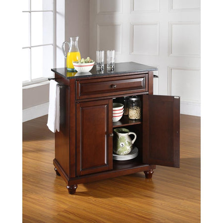 Cambridge Granite Top Portable Kitchen Island/Cart Mahogany/Black - Drakoi Marketplace