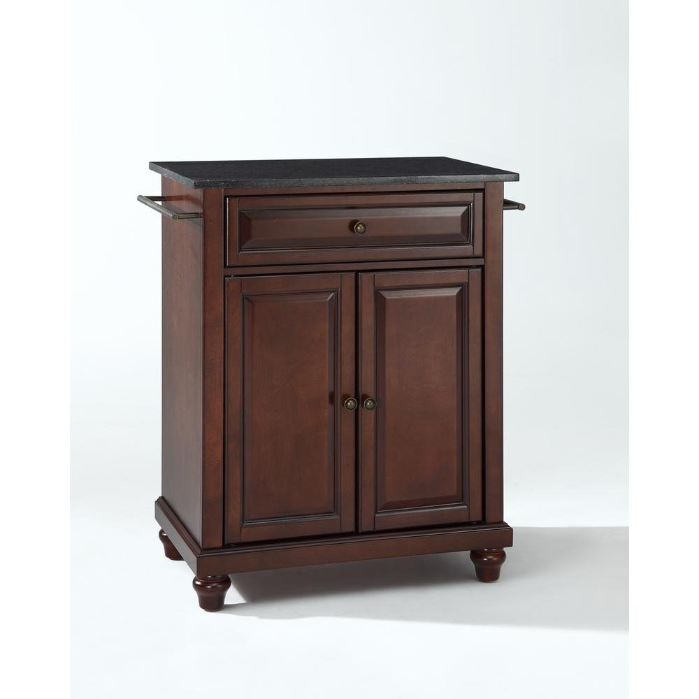 Cambridge Granite Top Portable Kitchen Island/Cart Mahogany/Black - Drakoi Marketplace