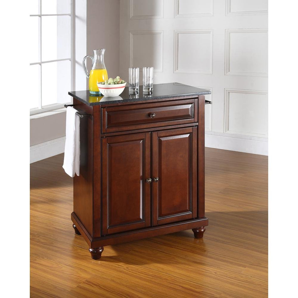 Cambridge Granite Top Portable Kitchen Island/Cart Mahogany/Black - Drakoi Marketplace